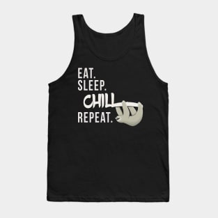 Eat Sleep Chill Repeat Chilling Sloth Silhouette Tank Top